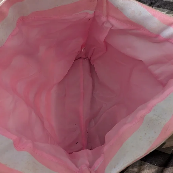 Victoria's Secret Pink and White Tote with Tan Handles - Picture 3 of 9